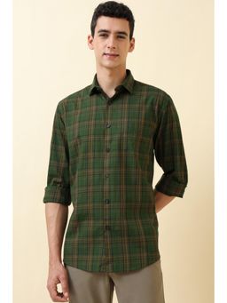 Allen Solly - Men Green Slim Fit Checks Full Sleeves Casual Shirt