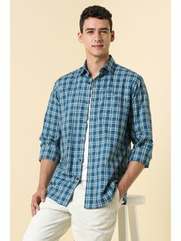 Allen Solly - Men Blue Slim Fit Checks Full Sleeves Casual Shirt