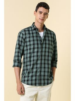 Allen Solly - Men Sea Blue Slim Fit Checks Full Sleeves Casual Shirt