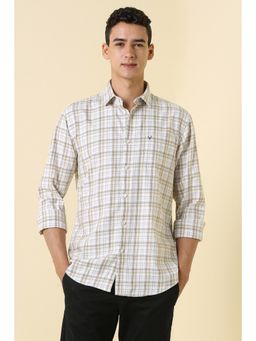 Allen Solly - Men Beige Checks Full Sleeves Casual Shirt
