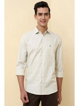 Allen Solly - Men Beige Slim Fit Checks Full Sleeves Casual Shirt
