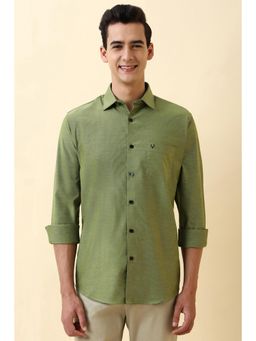 Allen Solly - Men Green Textured Full Sleeves Casual Shirt