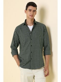 Allen Solly - Men Green Slim Fit Checks Full Sleeves Casual Shirt