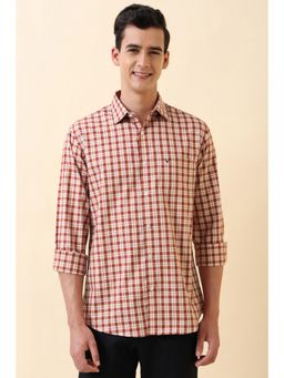 Allen Solly - Men Red Checks Full Sleeves Casual Shirt