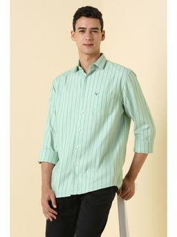 Allen Solly - Men Green Slim Fit Stripes Full Sleeves Casual Shirt