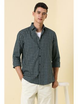 Allen Solly - Men Teal Slim Fit Checks Full Sleeves Casual Shirt