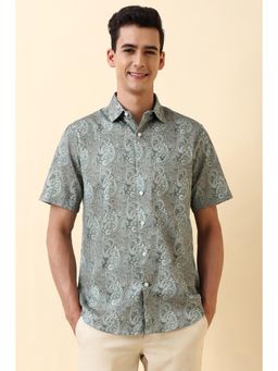 Allen Solly - Men Grey Slim Fit Paisley Printed Half Sleeves Casual Shirt