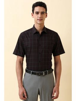 Allen Solly - Men Brown Checks Half Sleeves Formal Shirt