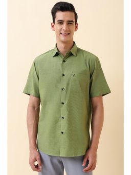 Allen Solly - Men Light Green Textured Half Sleeves Casual Shirt