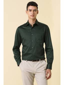 Allen Solly - Men Green Solid Full Sleeves Formal Shirt