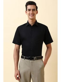 Allen Solly - Men Black Textured Half Sleeves Formal Shirt
