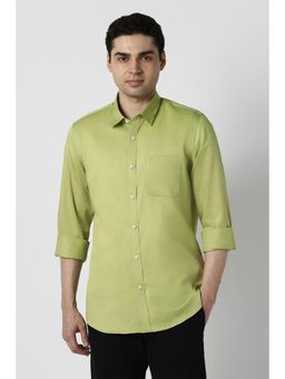 Peter England - Men Green Slim Fit Solid Full Sleeves Casual Shirt