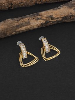 E2O - Contemporary Gold Plated Drop Earring Embellished with Stone Peral