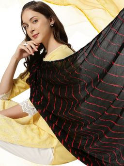 Dupatta Bazaar - Women's Black & Red Leharia Chinnon Dupatta