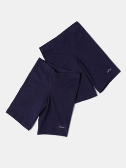 Jockey Juniors - SG03 Girls Super Combed Cotton Elastane Shorties - Classic Navy (Pack of 2)