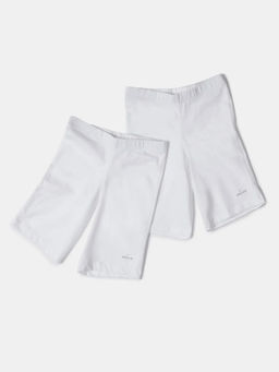 Jockey Juniors - SG03 Girls Super Combed Cotton Elastane Shorties - White (Pack of 2)