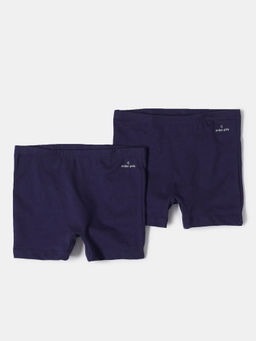 Jockey Juniors - SG08 Girls Super Combed Cotton Elastane Shorties - Classic Navy (Pack of 2)