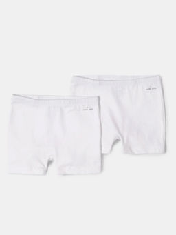 Jockey Juniors - SG08 Girls Super Combed Cotton Elastane Shorties - White (Pack of 2)