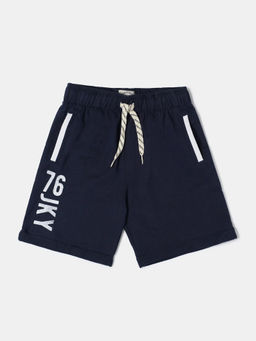 Jockey Juniors - AB22 Boys Super Combed Cotton Rich French Terry Printed Shorts - Navy