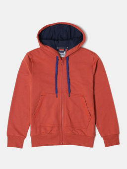 Jockey Juniors - CB07 Boys Cotton French Terry Printed Hoodie Jacket - Cinnabar