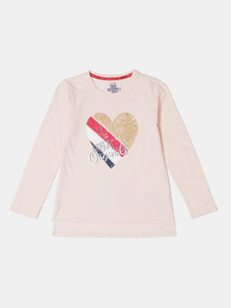 Jockey Juniors - UG11 Girls Super Combed Cotton Printed Full Sleeve T-Shirt - Ballet Pink