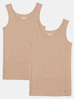 Jockey Juniors - SG02 Girls Super Combed Cotton Rib Solid Inner Tank Top - Skin (Pack of 2)
