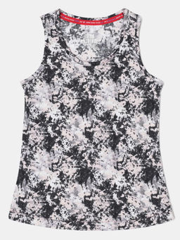 Jockey Juniors - UG36 Girls Super Combed Cotton Printed Tank Top - Black Printed