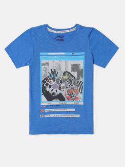 Jockey Juniors - CB02 Boys Super Combed Cotton Printed Half Sleeve T-Shirt - Palace Blue