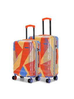 Nasher Miles - Chicago Polycarbonate Printed Luggage Set of 2 Orange Blue Trolley Bags (M)