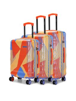 Nasher Miles - Chicago Polycarbonate Printed Luggage Set of 3 Orange Blue Trolley Bags (L)