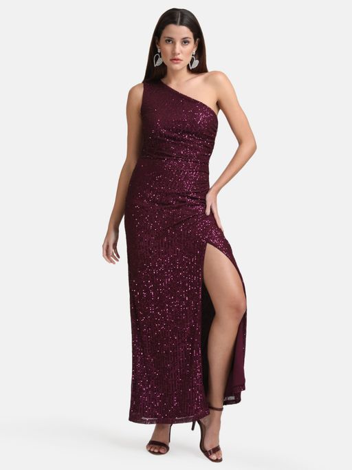 Buy x Janhvi Kapoor Purple One Shoulder Maxi Dress With Slit Online