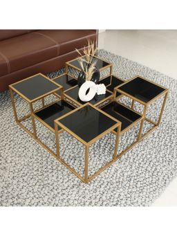 Claymint - Valentino Black Glass Bunching Coffee Table in Dark Gold Finish