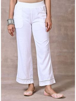 Lakshita - White Straight Fit Palazzo