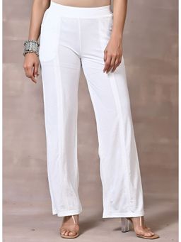 Lakshita - White Straight Fit Trousers