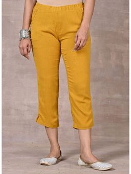 Lakshita - Mustard Plain Regular Capri