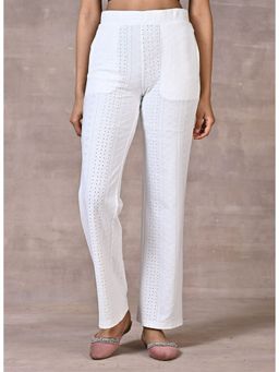 Lakshita - White Schiffli Embroidered Palazzo