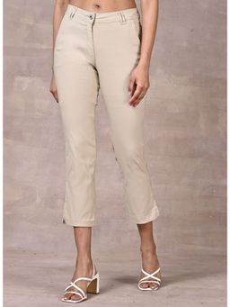 Lakshita - Beige Plain Regular Capri