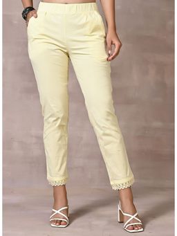 Lakshita - Yellow Plain Straight Fit Trousers