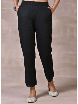 Lakshita - Black Plain Straight Fit Trousers