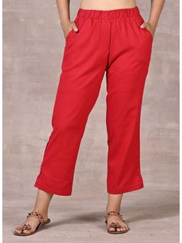 Lakshita - Red Plain Regular Capri
