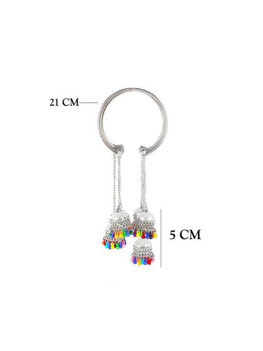Buy Yellow Chimes Women Silver Oxidised Jhumki Latkan Bangle Online