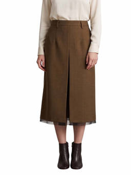 PRADA - Dark Brown Solid Midi Skirt (28)