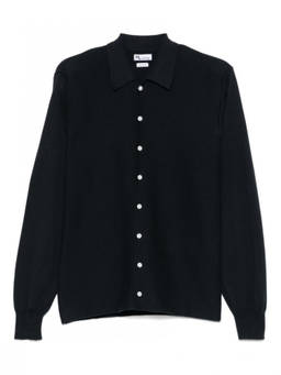 Doppia - Navy Blue Knitted Long Sleeve Shirt (M)