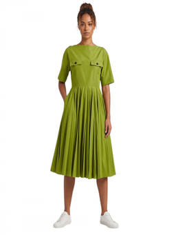 PRADA - Green Boat Neck Knee Length Dress (XL)