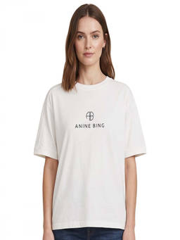 ANINE BING - White Logo Crew Neck T-Shirt (L)