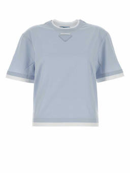 PRADA - Light Blue Logo Crew Neck T-Shirt (M)