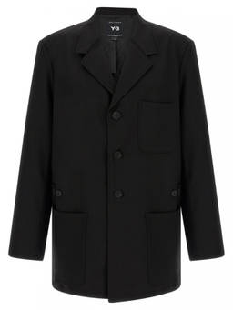 Y-3 - Black Notched Lapel Trench Coat (XL)