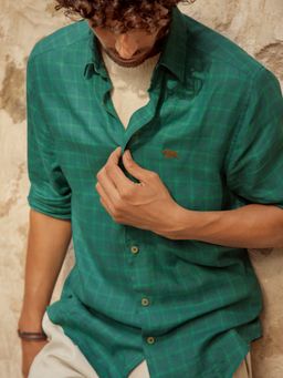 Andamen - Slim Fit Celadon Green Linen Shirt