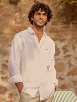 Andamen - Regular Fit Essential White Linen Shirt