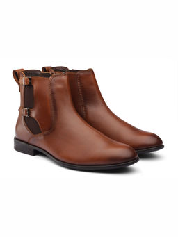 DABLR SHOES - Braga - Tan Monk Strap Leather Boots